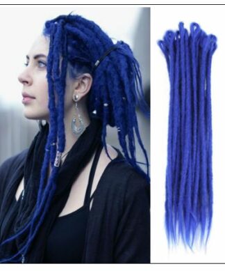 Blue Single Ended Dreadlock Extensions Synthetic Hair Crochet Faux Locs img