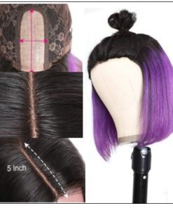 Bob Wig Black Hair Peekaboo Highlights Purple Short Bob Wig Natural Hairline Human Hair Wigs img 2-min