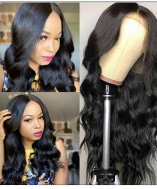 Body Wave Lace Front Wig 150 Density Lace Front Human Hair Wigs T Part Wigs Natural Black Color img-min
