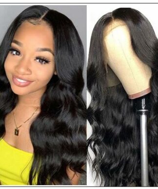 Body Wave Wig Lace Part Wig 150% Density Middle Part With Baby Hair Realistic Human Hair Wigs img-min