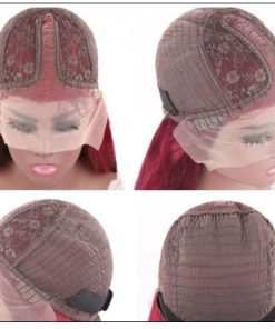 Burgundy Wig Lace Wig Hand Tied Lace Part Wig Pre Plucked Natural Looking Colored Human Hair 4-min