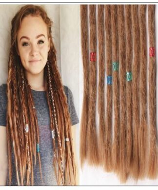 Dreadlock Extensions Human Hair 27 Light Brown Dyed Dreads img