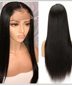 Glueless Wigs With Lace Part 100% Straight Human Hair Lace Wigs With Middle Part , Left part, Right part Natural Color 3-min