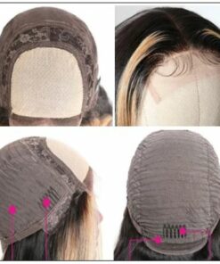 Highlight Ombre TL27 Straight Human Hair Lace Part Wigs 150% Density 3-min