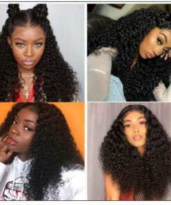 Jerry Curly Wigs Lace Part Wig Middle Part 150 Density Natural Hair Line Glueless Human Hair Wigs 4 min