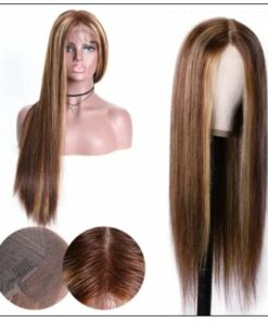 Lace Wig Middle Part Straight Hair Wigs 150% density Blonde Wig Brown Highlight Wig Long Straight img 3-min