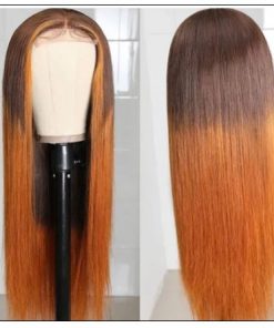 Lace Wig Ombre Brown Wig Mid Part Straight Silk Hand Tied Lace Part Wig Natural HairLine 3-min