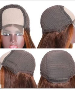 Lace Wig Ombre Brown Wig Mid Part Straight Silk Hand Tied Lace Part Wig Natural HairLine 4-min