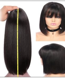 Natural Color Natural Bob Wig Lace Front Realistic Human Hair Wigs With Bangs 4-min