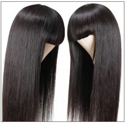 New Arrival Long Straight Machine Made Wig With Full Bangs 22 Inch High End Human Hair Wigs 2.-min