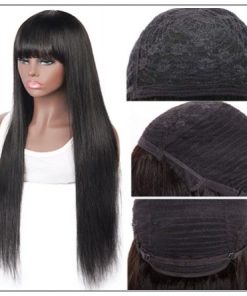 New Arrival Long Straight Machine Made Wig With Full Bangs 22 Inch High End Human Hair Wigs 3-min