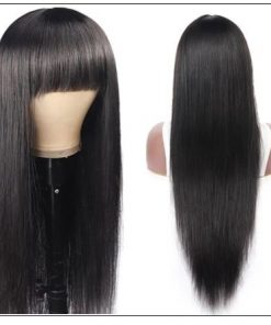 New Arrival Long Straight Machine Made Wig With Full Bangs 22 Inch High End Human Hair Wigs 4-min