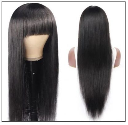 New Arrival Long Straight Machine Made Wig With Full Bangs 22 Inch High End Human Hair Wigs 4-min