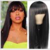New Arrival Long Straight Machine Made Wig With Full Bangs 22 Inch High End Human Hair Wigs img-min