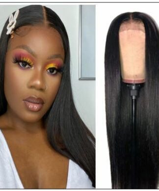 New Design Pre Plucked Natural Hairline 100 Straight Human Virgin Hair Lace Front Wigs img