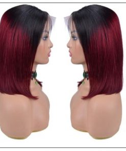 Ombre Black To Red Color Wig Lace Frontal Straight Hair Bob Wig 2..-min