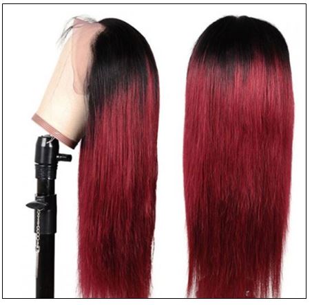 Ombre Human Hair Wig 1B99J Burgundy Wig 4x4 Lace Closure Wig Straight Human Hair Lace Wigs img 3-min