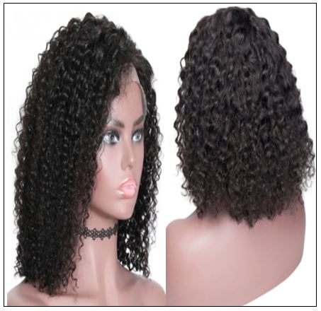 Popular 8 -14 Inch Length Natural Black Human Hair Bobo Curly Wig With Hand-tied Lace 2-min