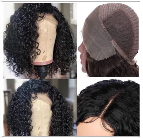 Popular 8 14 Inch Length Natural Black Human Hair Bobo Curly Wig With Hand tied Lace 4 min