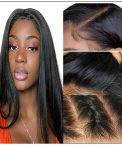 Pre Made Glueless Fake Scalp Lace Frontal Straight Wig Silky Straight Natural Black Hair Wigs With Baby Hair 12-26 Inch 3-min