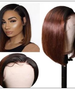 Short Straight Bob Wigs Virgin Human Hair Lace Front Wigs 13x4 T1B4 Ombre Color Wig 150 Density Pre Plucked with Baby Hair 4 min