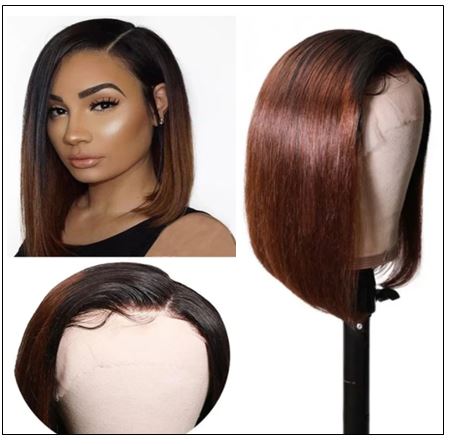 Short Straight Bob Wigs Virgin Human Hair Lace Front Wigs 13x4 T1B4 Ombre Color Wig 150 Density Pre Plucked with Baby Hair 4 min