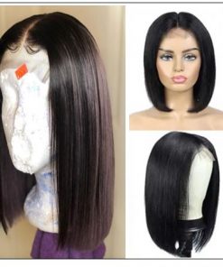 Short Straight Lace Frontal Bob Wig With Baby Hairs Along The Hairline 100% Human Hair Without Bangs 2