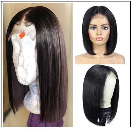 Short Straight Lace Frontal Bob Wig With Baby Hairs Along The Hairline 100% Human Hair Without Bangs 2