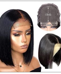 Short Straight Lace Frontal Bob Wig With Baby Hairs Along The Hairline 100% Human Hair Without Bangs 3