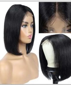 Short Straight Lace Frontal Bob Wig With Baby Hairs Along The Hairline 100% Human Hair Without Bangs 4