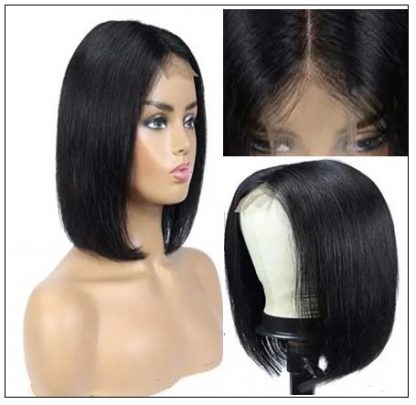 Short Straight Lace Frontal Bob Wig With Baby Hairs Along The Hairline 100% Human Hair Without Bangs 4