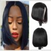 Short Straight Lace Frontal Bob Wig With Baby Hairs Along The Hairline 100% Human Hair Without Bangs img-min