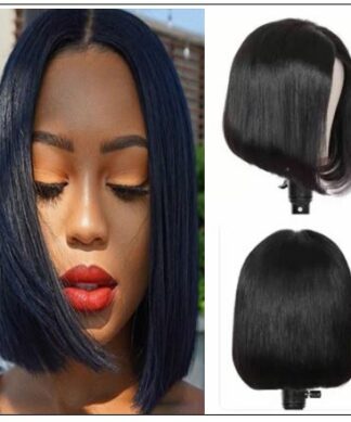 Short Straight Lace Frontal Bob Wig With Baby Hairs Along The Hairline 100% Human Hair Without Bangs img-min