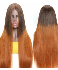 Silk Straight Wig PU Silk Base Wig Middle Part 4.5x1.5 Fake Scalp Wig 150% Density Copper Color Wig img 2-min