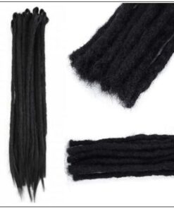 Straight Dreadlock Extensions Crochet Synthetic Dreadlocks Black Color 3-min