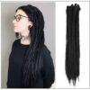 Straight Dreadlock Extensions Crochet Synthetic Dreadlocks Black Color img-min