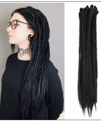 Straight Dreadlock Extensions Crochet Synthetic Dreadlocks Black Color img-min