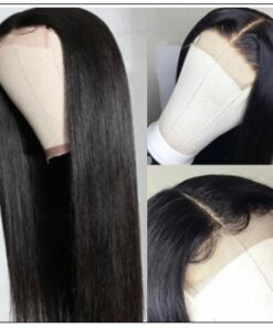 Straight Human Hair 4x4 Lace Closure Wig Natural Black Human Hair Lace Wigs for Black Women img 3-min