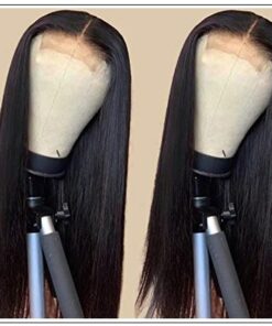 Straight Human Hair 4x4 Lace Closure Wig Natural Black Human Hair Lace Wigs for Black Women img 4-min