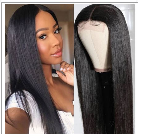 Straight Human Hair 4x4 Lace Closure Wig Natural Black Human Hair Lace Wigs for Black Women img-min