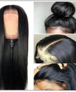 Straight T Part 13x5x0.5 Lace Front Human Hair Wig Natural Black Middle Part Lace Wig for Women 150% Density 2