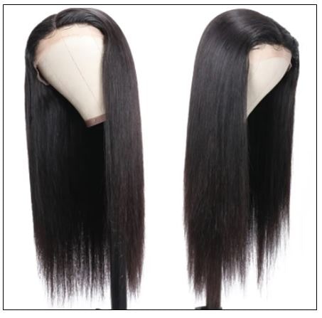 Straight T Part 13x5x0.5 Lace Front Human Hair Wig Natural Black Middle Part Lace Wig for Women 150% Density 2-min
