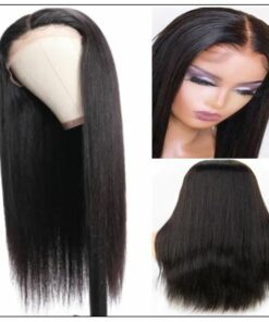 Straight T Part 13x5x0.5 Lace Front Human Hair Wig Natural Black Middle Part Lace Wig for Women 150% Density 3-min