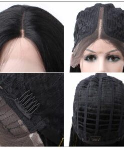 Straight T Part 13x5x0.5 Lace Front Human Hair Wig Natural Black Middle Part Lace Wig for Women 150 Density 4 min