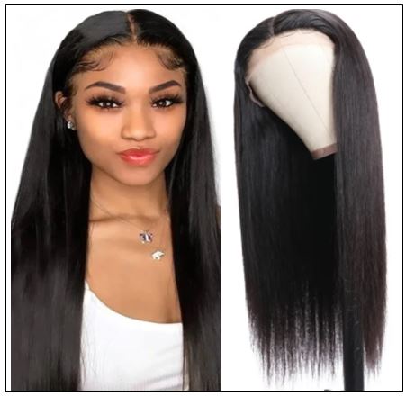 Straight T Part 13x5x0.5 Lace Front Human Hair Wig Natural Black Middle Part Lace Wig for Women 150 Density img min