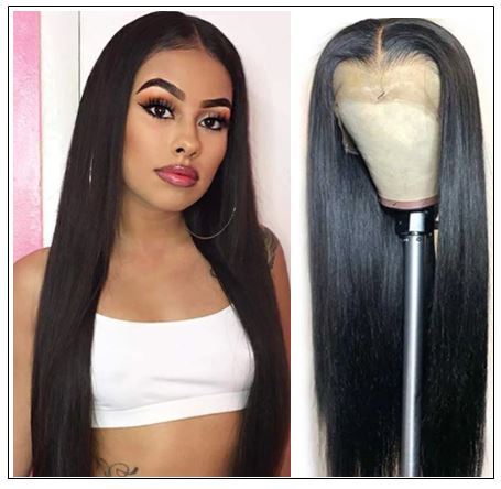 Straight T Part 13x5x0.5 Lace Front Human Hair Wig Natural Black Middle Part Lace Wig for Women 150% Density img