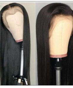 Straight T Part 13x5x0.5 Lace Front Human Hair Wig Natural Black Middle Part Lace Wig for Women 150% Densityb 3