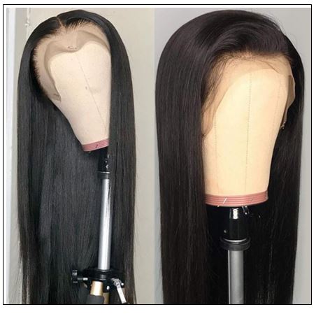Straight T Part 13x5x0.5 Lace Front Human Hair Wig Natural Black Middle Part Lace Wig for Women 150% Densityb 3