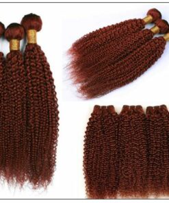 33#Red Brown Kinky Curly Blonde Human Hair Weave 2-min