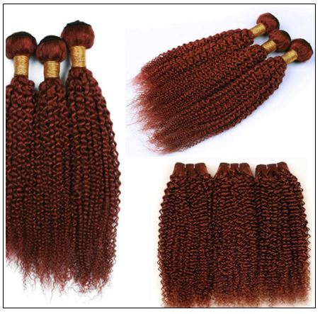 33#Red Brown Kinky Curly Blonde Human Hair Weave 2-min
